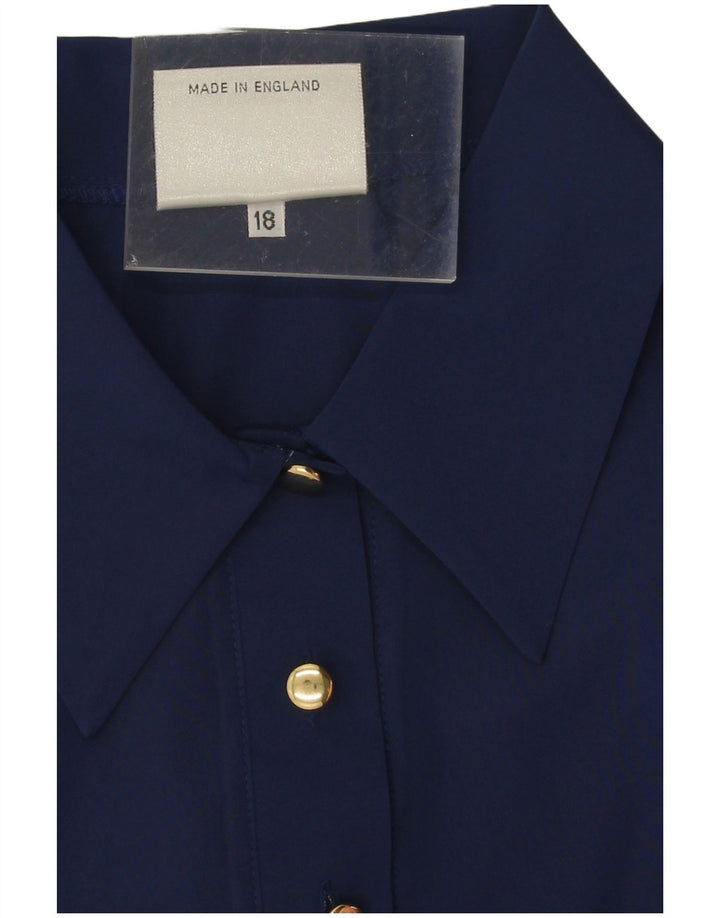 Pólo oversized feminino vintage Reino Unido 18 XL azul marinho poliéster