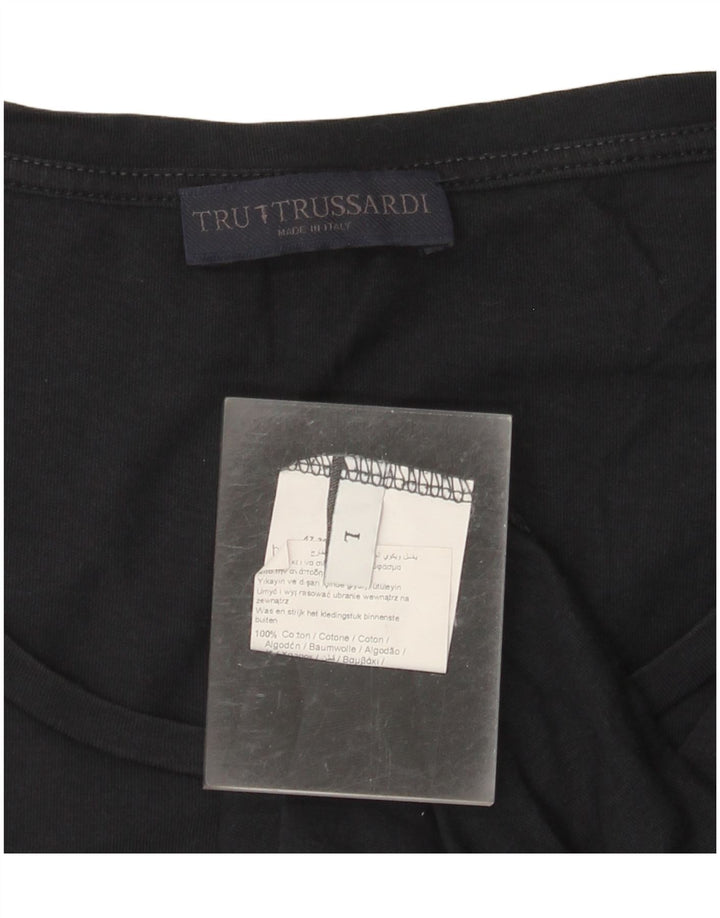 Camiseta feminina TRUSSARDI com estampa gráfica UK 16 grande algodão preto