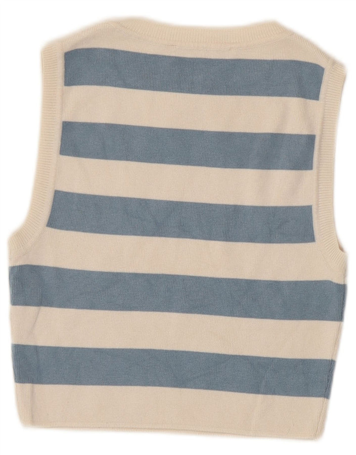 Zara Womens Crop Top UK 12 Viscose listrada bege médio
