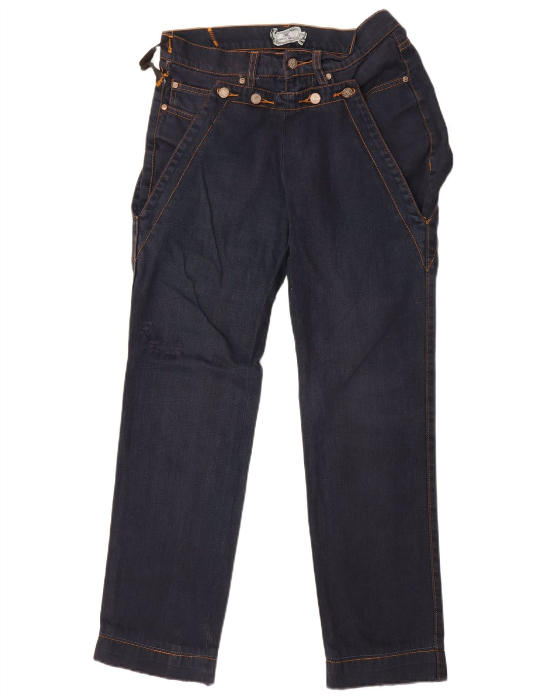 Calça jeans reta feminina Frankie Morello W30 L30 azul marinho
