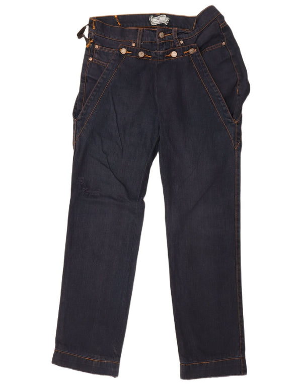 Calça jeans reta feminina Frankie Morello W30 L30 azul marinho