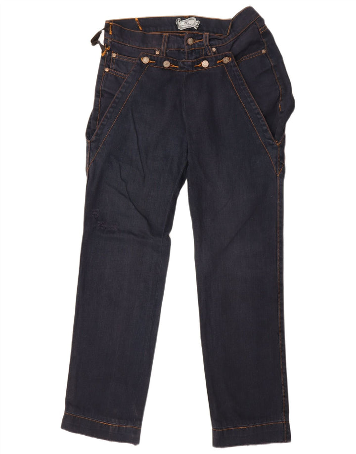 Calça jeans reta feminina Frankie Morello W30 L30 azul marinho