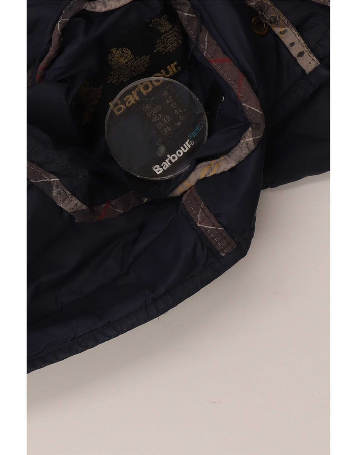 Jaqueta acolchoada feminina Barbour UK 16 grande azul marinho colorblock poliamida