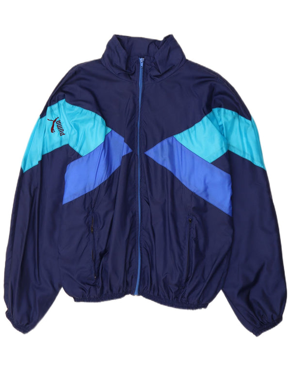 PUMA Mens Treino Top Jaqueta 2XL Azul Marinho Colourblock Algodão