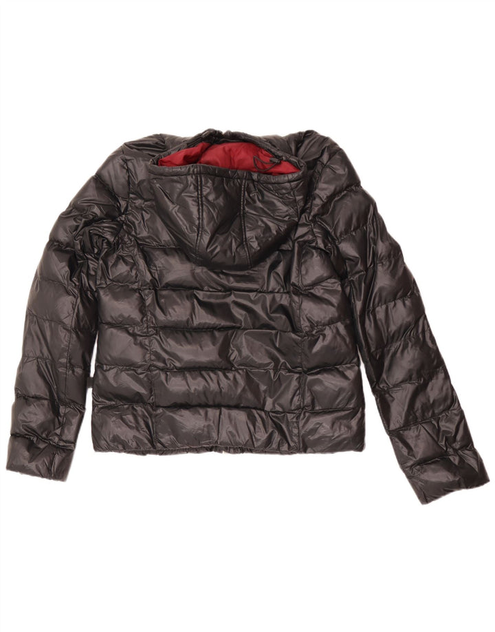 Jaqueta feminina acolchoada com capuz Converse UK 12 médio preto nylon