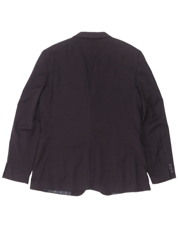 Jaqueta blazer masculina Ted Baker com ajuste moderno de 2 botões, tamanho 42 XL, azul marinho, lã