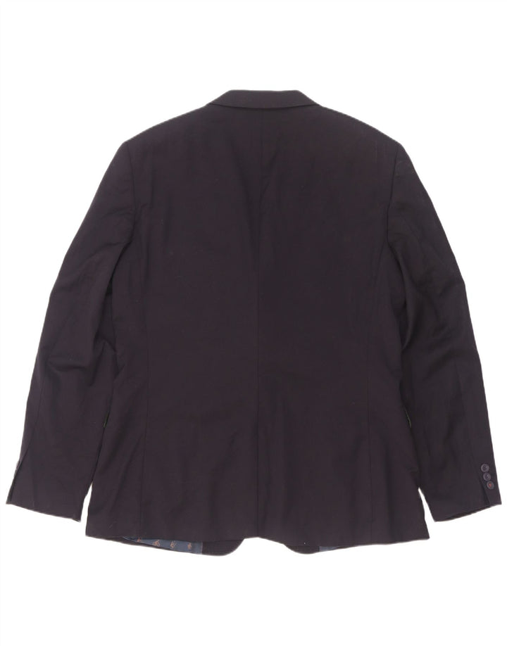 Jaqueta blazer masculina Ted Baker com ajuste moderno de 2 botões, tamanho 42 XL, azul marinho, lã