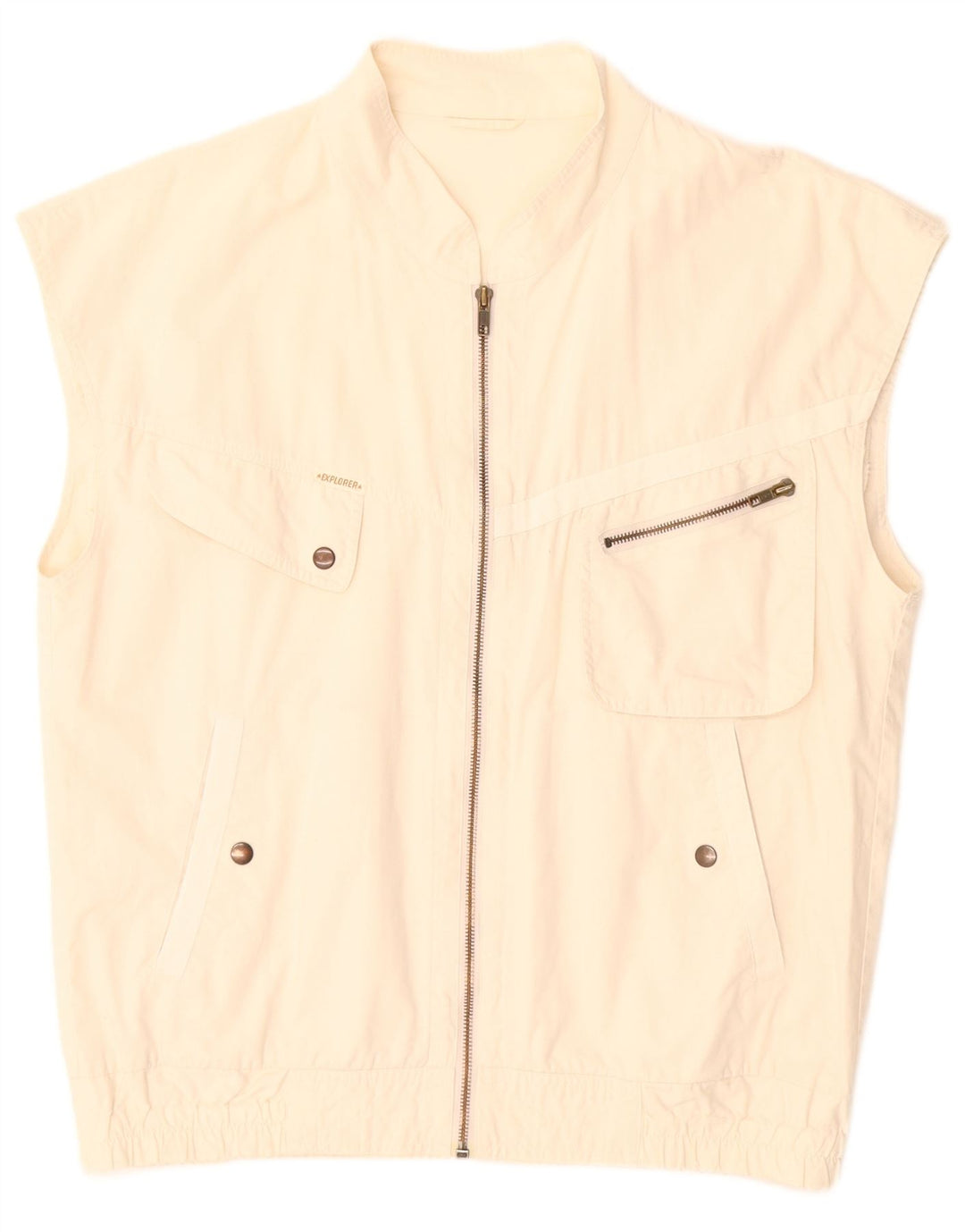 Explorer Mens Utility Gilet UK 38 Médio Off White Algodão