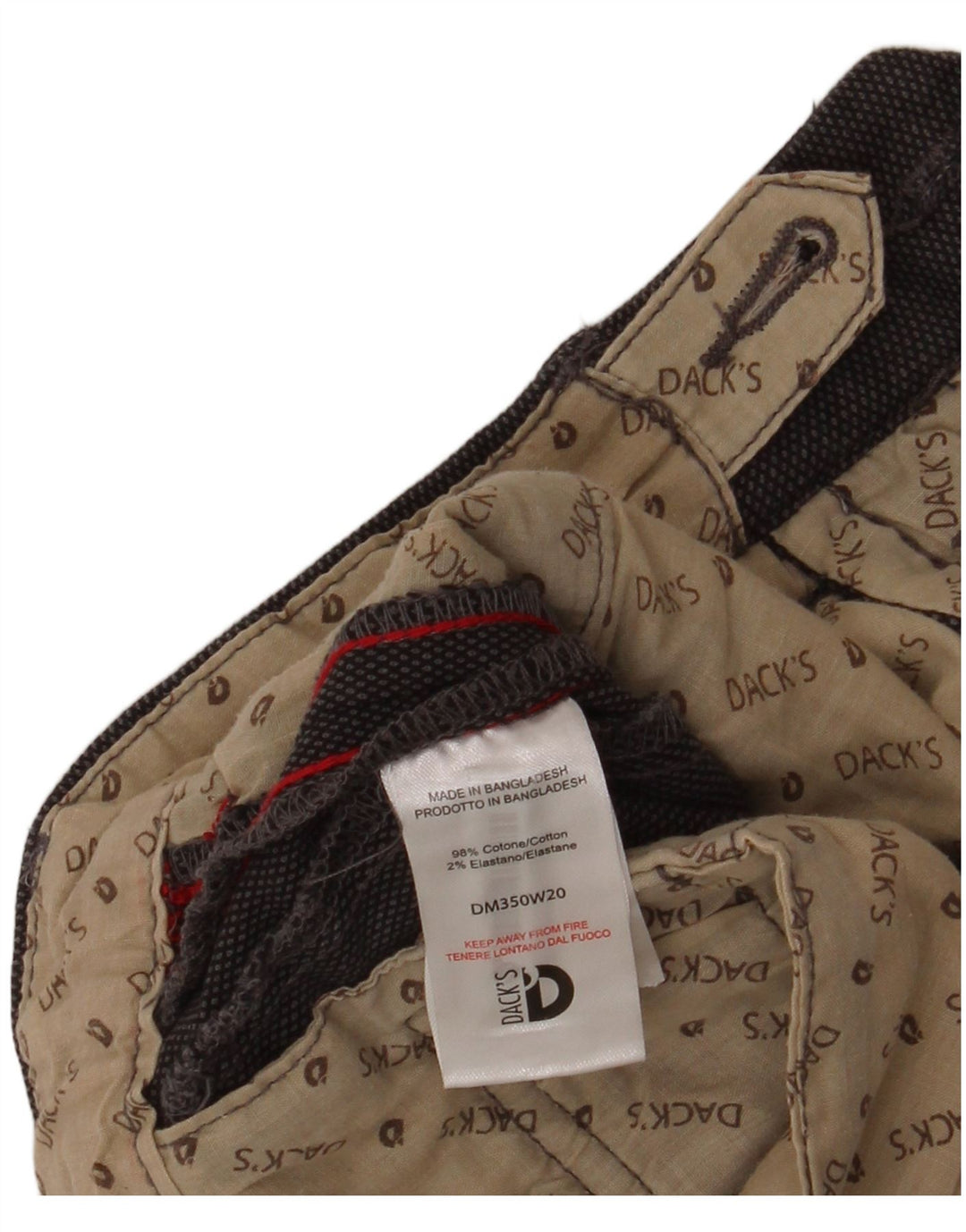 Calça masculina DACK'S Slim Suit IT 46 pequena W30 L28 algodão cinza