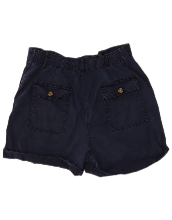 Marks & Spencer Womens High Waist Casual Shorts UK 12 Medium W34 Navy Blue