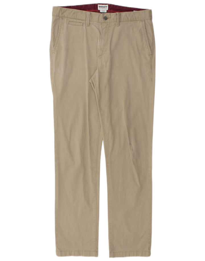 Calça chino reta masculina TIMBERLAND W32 L32 algodão bege