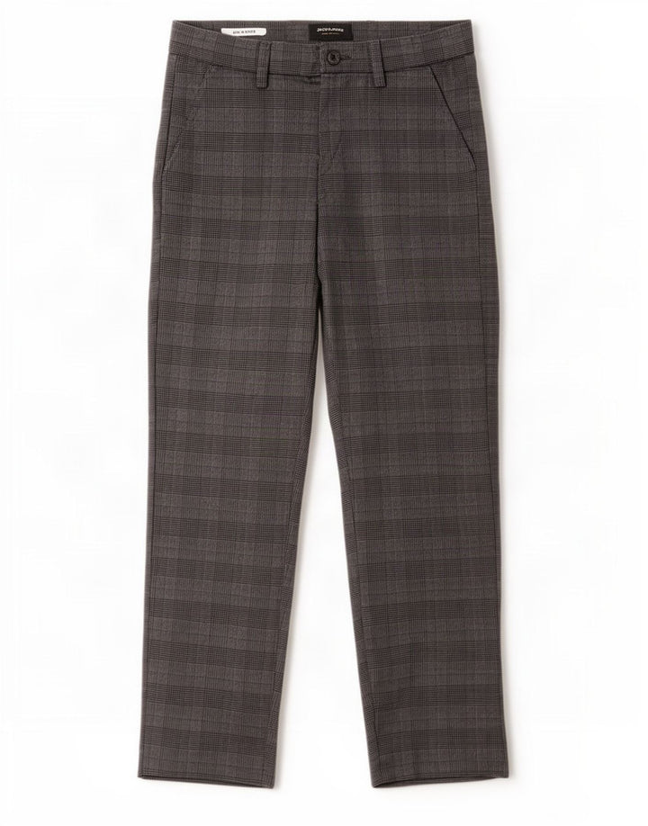 Calça masculina Jack & Jones Marco Slim Suit W28 L30 cinza xadrez poliéster