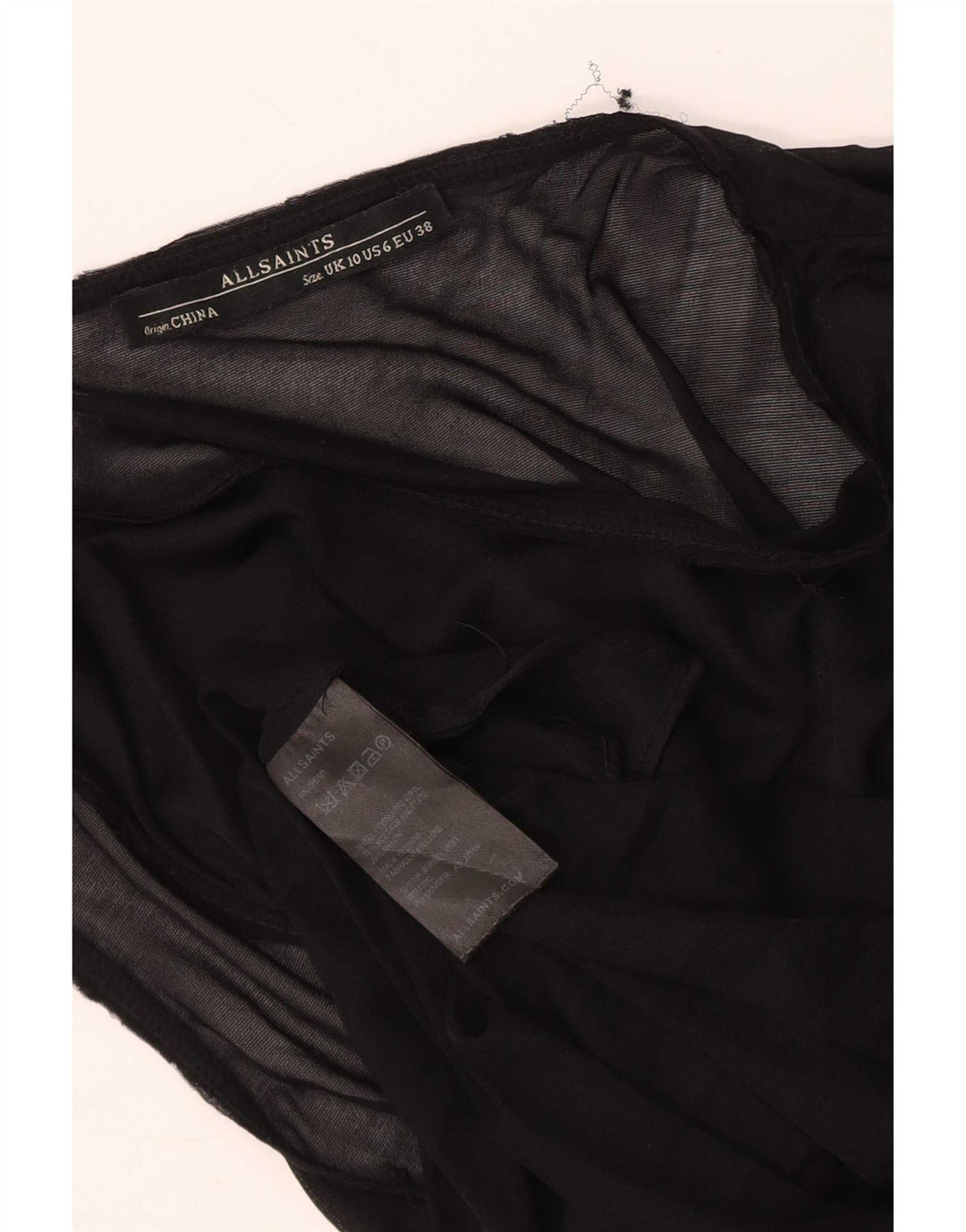 Blusa feminina sem mangas All Saints UK 10 pequena acetato preto