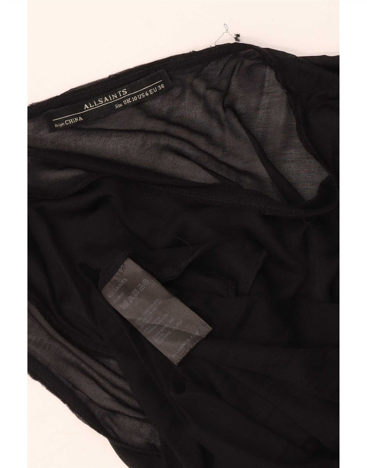 Blusa feminina sem mangas All Saints UK 10 pequena acetato preto