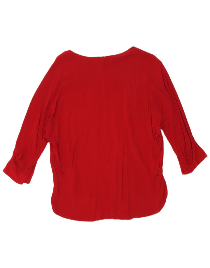 Blusa feminina Zara manga 3/4 oversized UK 10 pequena viscose vermelha
