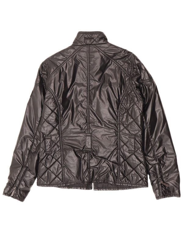 Jaqueta utilitária acolchoada feminina Barbour UK 12 poliéster preto médio