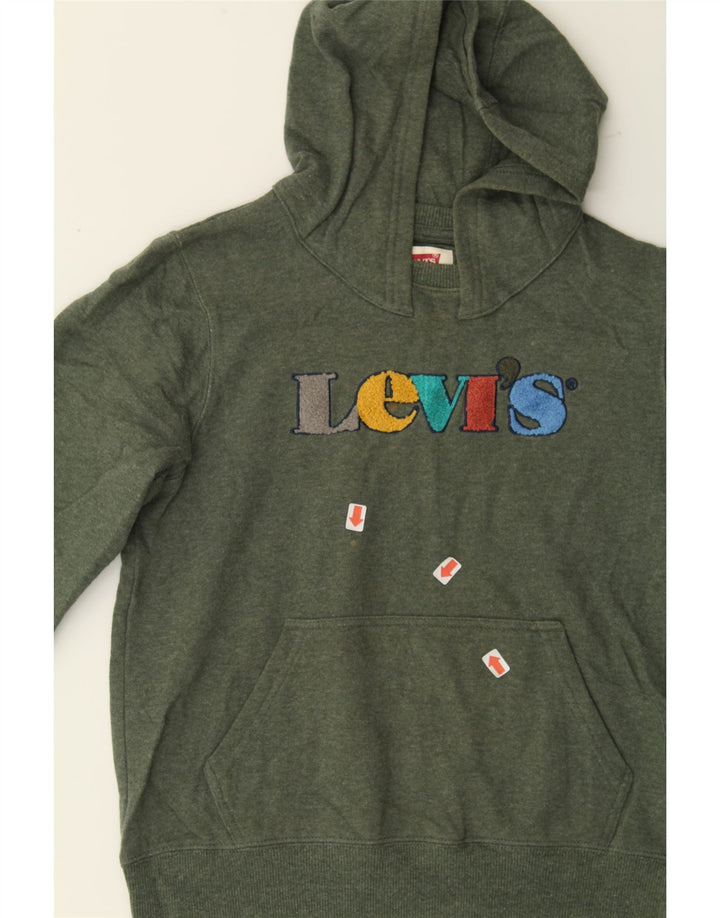 LEVI'S Boys Graphic Hoodie Jumper 11-12 Years Green Cotton Vintage Levi's and Second-Hand Levi's from Messina Hembry 