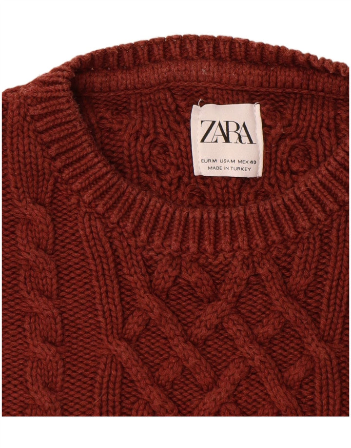Zara Suéter masculino com gola redonda, marrom médio