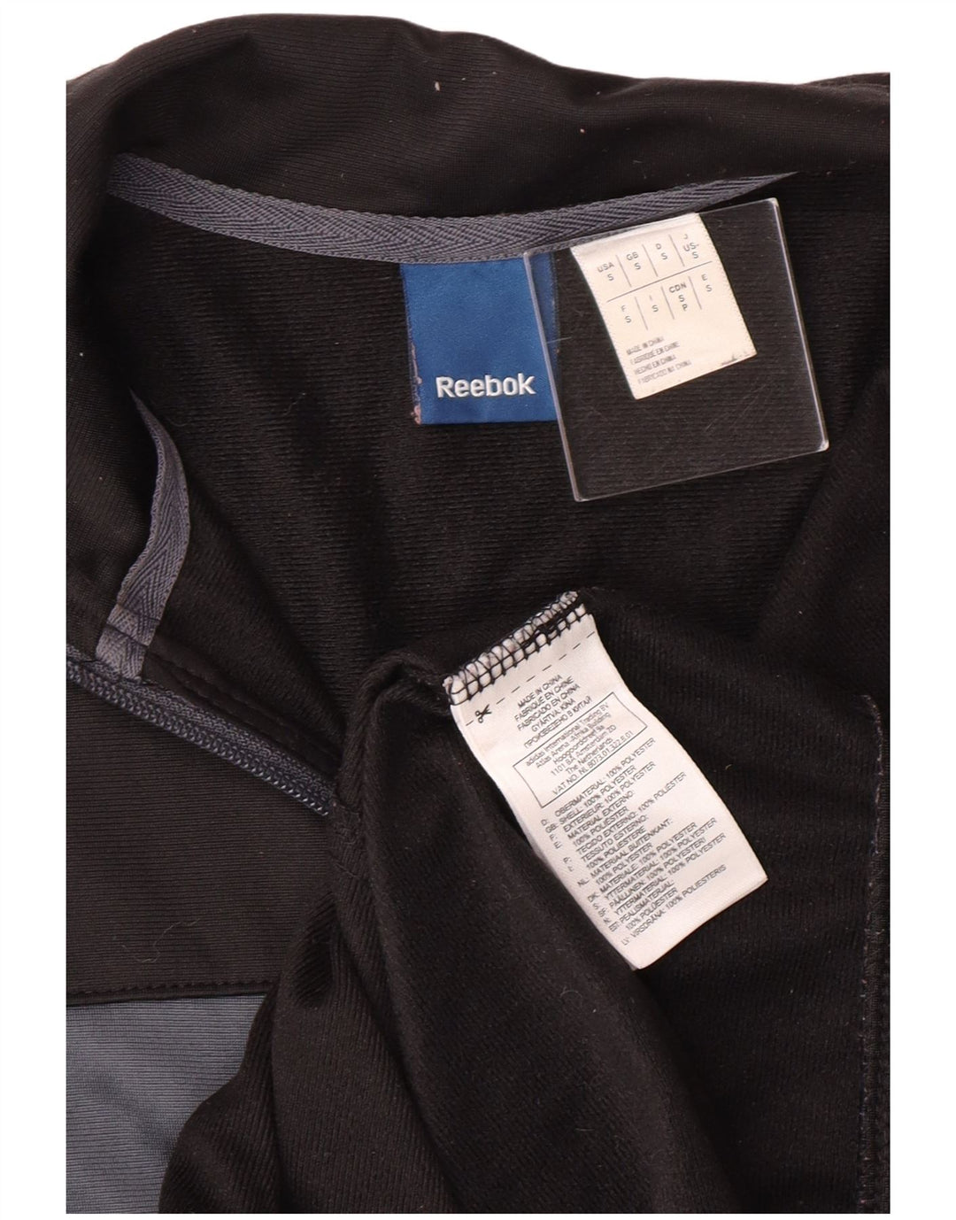 Reebok Mens Tracksuit Top Jacket Pequeno Poliéster Colorblock Preto