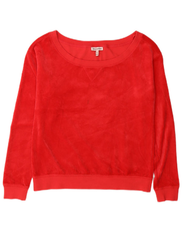 Juicy Couture Suéter feminino oversized de veludo com capuz Reino Unido 6 XS algodão vermelho