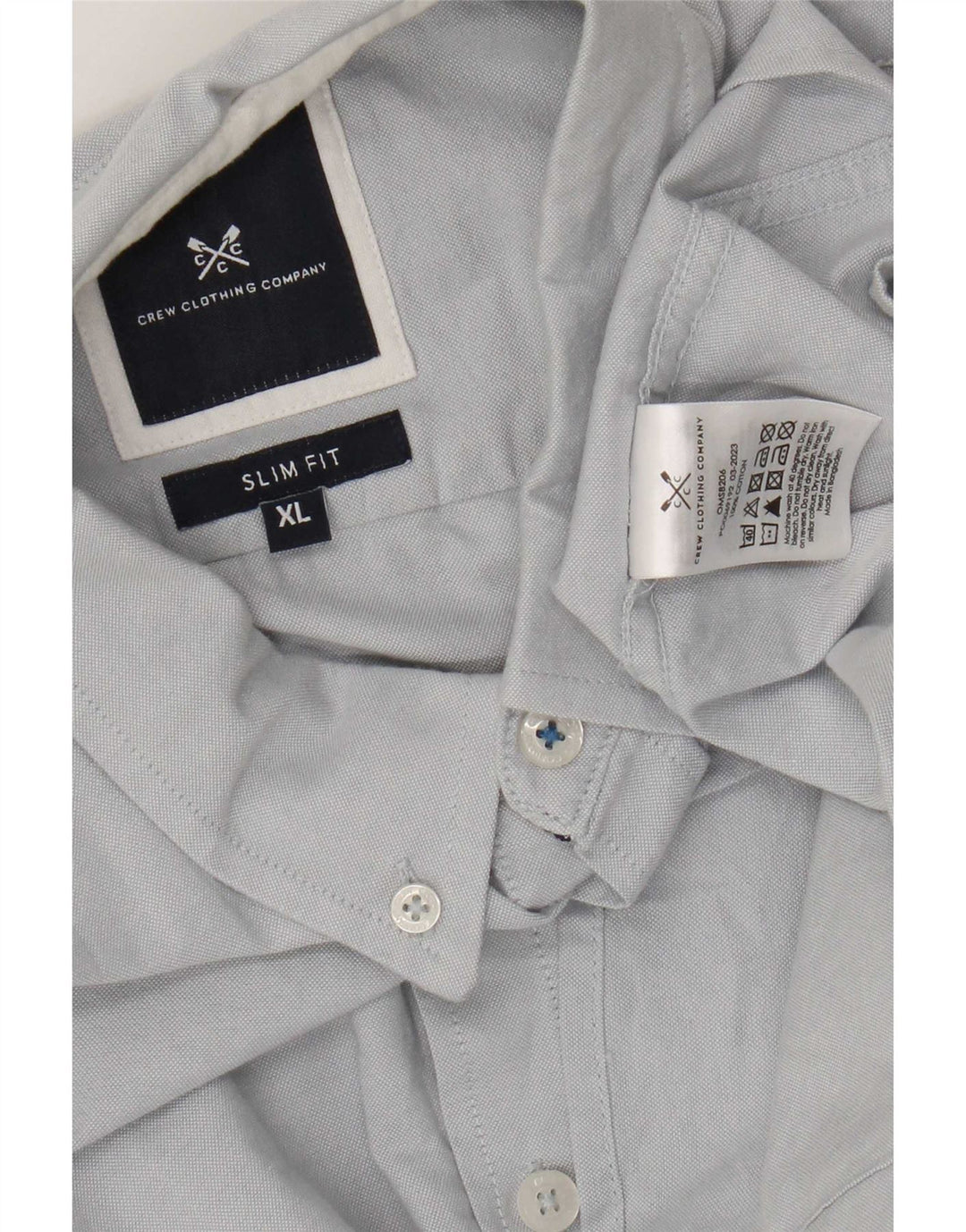 Camisa masculina Slim Fit Crew Clothing Algodão Azul Médio