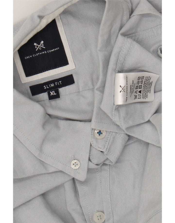 Camisa masculina Slim Fit Crew Clothing Algodão Azul Médio