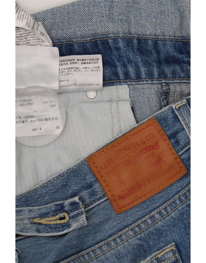 Calça jeans reta feminina Levi's desgastada média W36 L27 azul