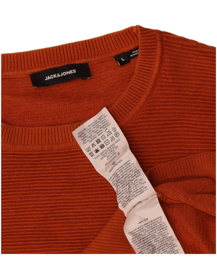 Suéter masculino Jack & Jones com gola redonda, grande algodão laranja