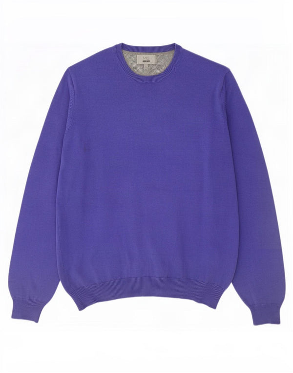 Suéter masculino Marks & Spencer com ajuste regular e gola redonda, grande roxo