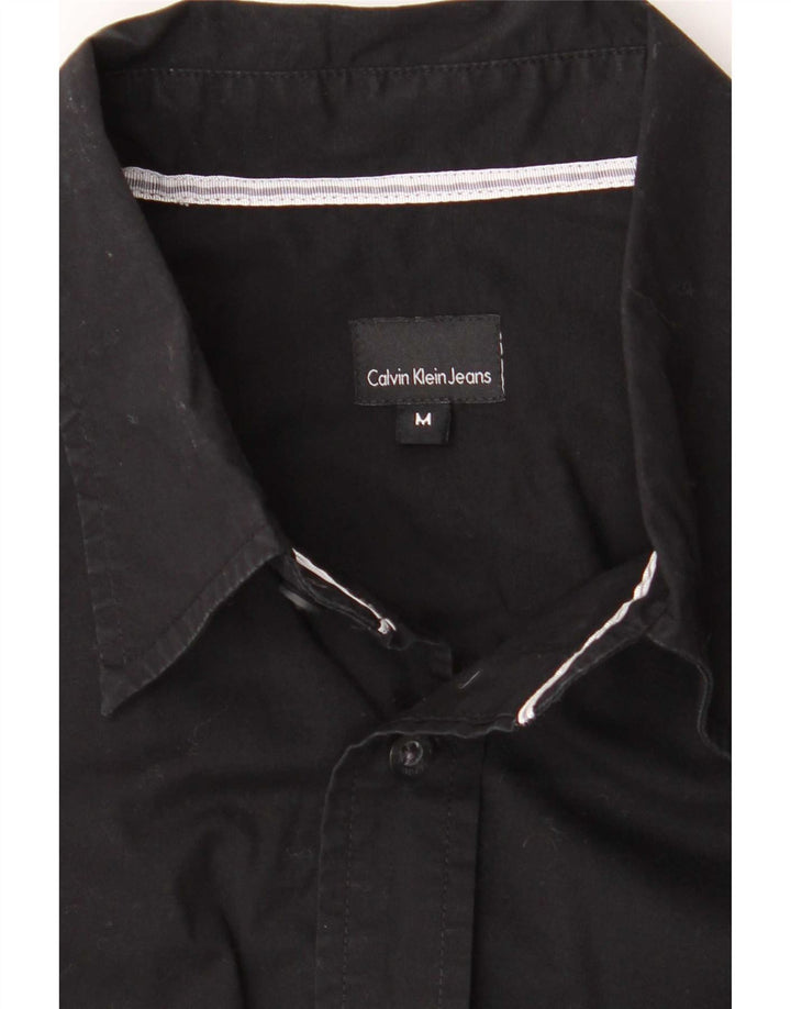 Camisa masculina Calvin Klein Jeans média preta de algodão