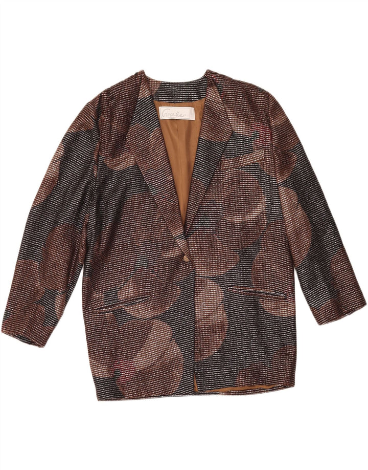 Jaqueta blazer feminina VINTAGE com 1 botão IT 46 grande multicolorida geométrica