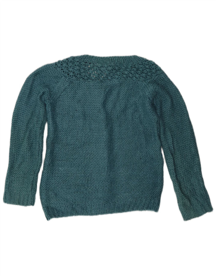 Suéter de cardigã feminino Fat Face UK 8 acrílico azul pequeno