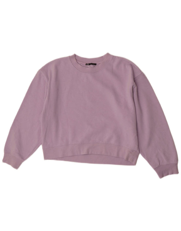 Zara Womens Crop Sweatshirt Jumper UK 16 Grande Roxo Poliéster
