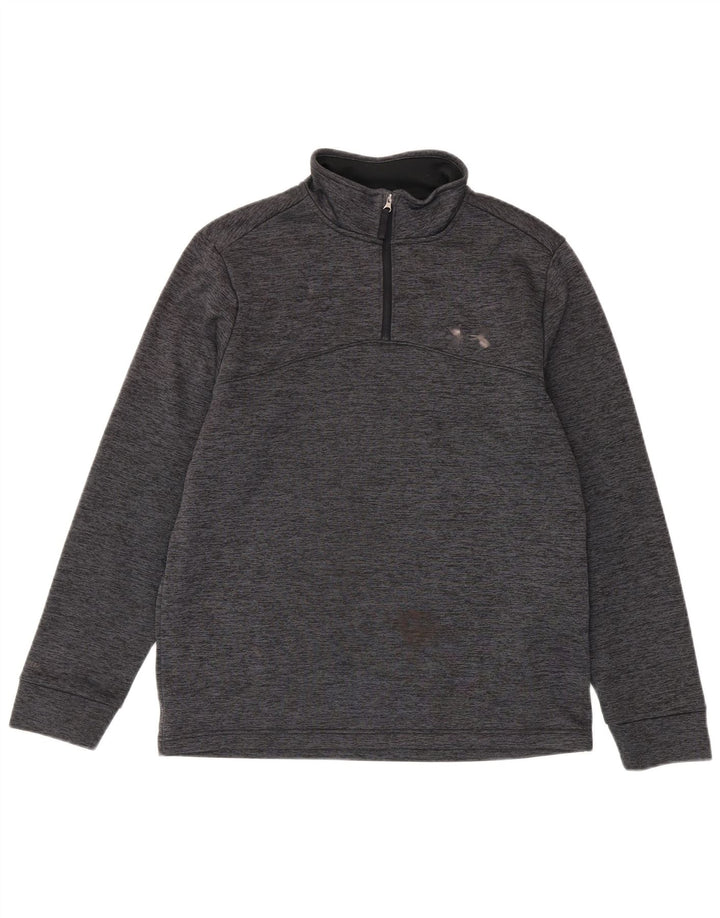 Under Armour Mens Cold Gear Zip Neck Moletom Jumper Médio Cinza Salpicado