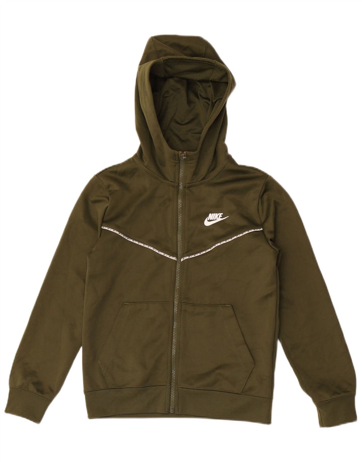 Suéter Nike Boys Zip com capuz 10-11 anos médio cáqui poliéster