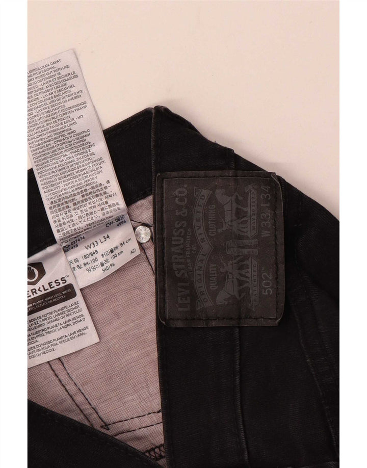 Levi's Masculino 502 Tapered Jeans W33 L34 Algodão Preto