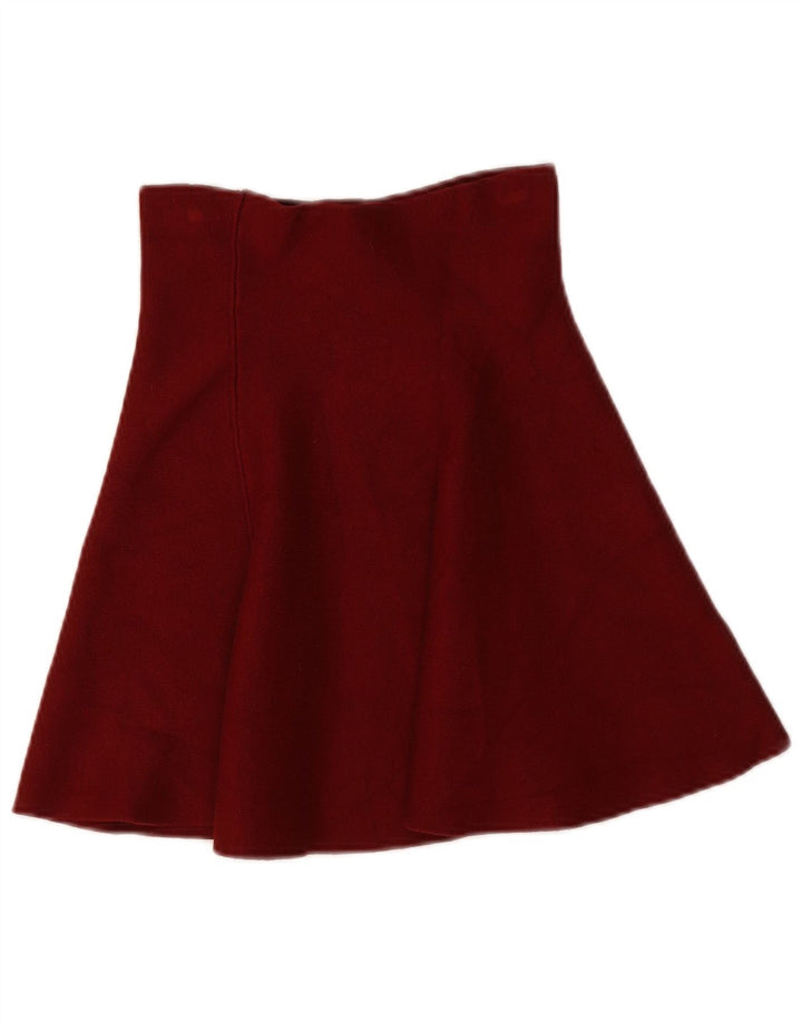Zara Mini saia feminina de malha A-Line médio W28 Viscose Borgonha