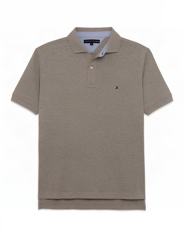 Camisa polo masculina Tommy Hilfiger algodão cinza médio