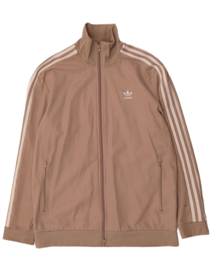 Adidas Mens Treino Top Jaqueta Grande Bege Algodão Esportes