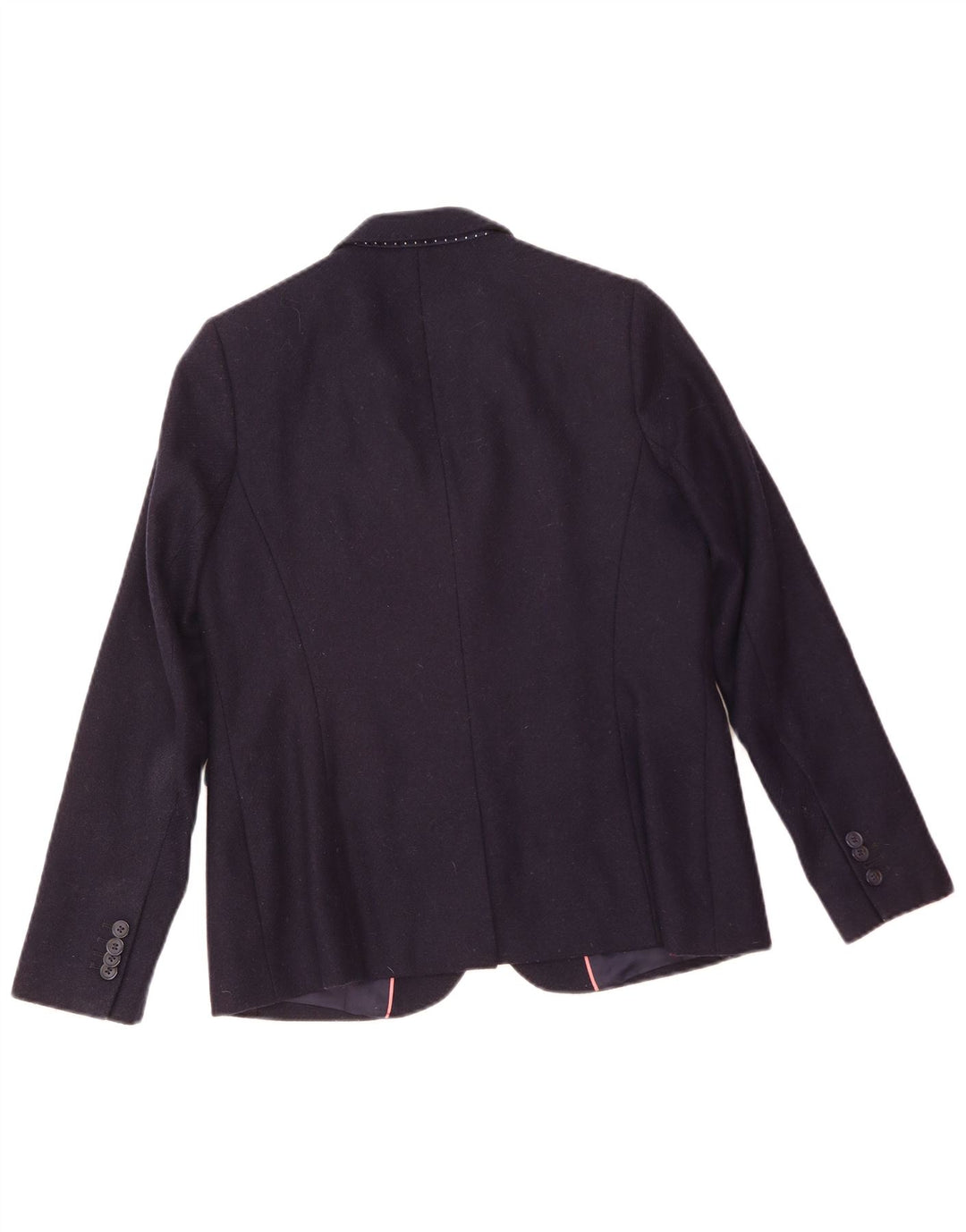 Jaqueta blazer feminina de 2 botões da Crew Clothing UK 12 lã azul marinho médio
