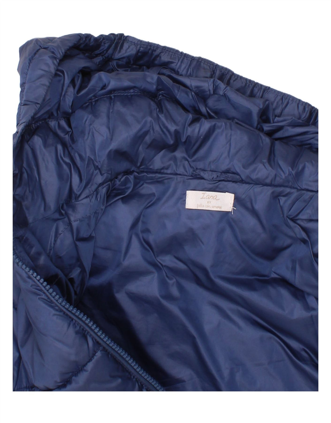 Jaqueta acolchoada com capuz para meninos vintage 5-6 anos de poliéster azul marinho