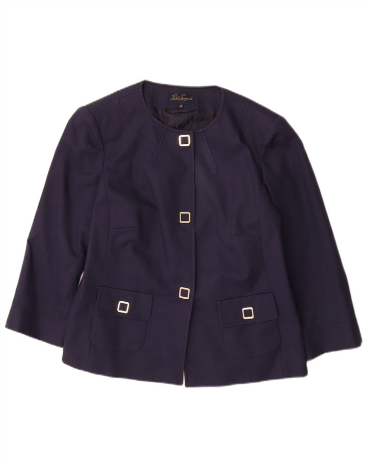 Luisa Spagnoli jaqueta blazer feminina de 3 botões e manga 3/4 IT 48 XL azul marinho