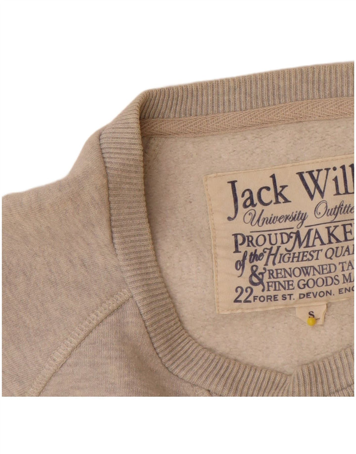 Jack Wills moletom gráfico masculino jumper pequeno algodão manchado cinza