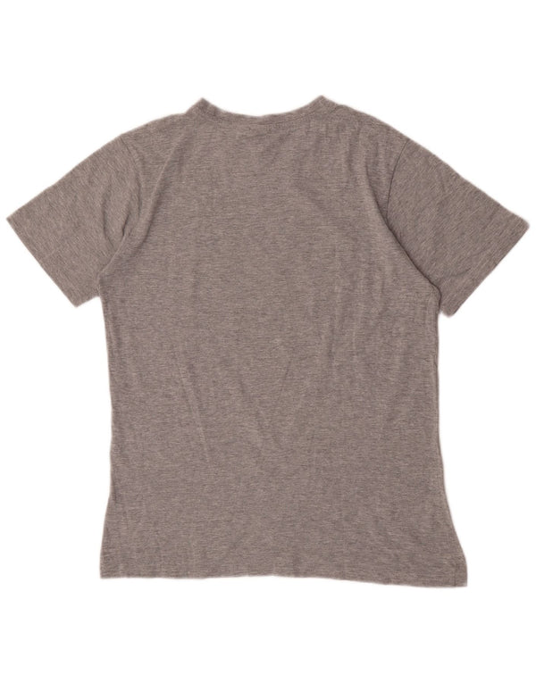 Camiseta gráfica masculina Sergio Tacchini Top algodão manchado cinza médio