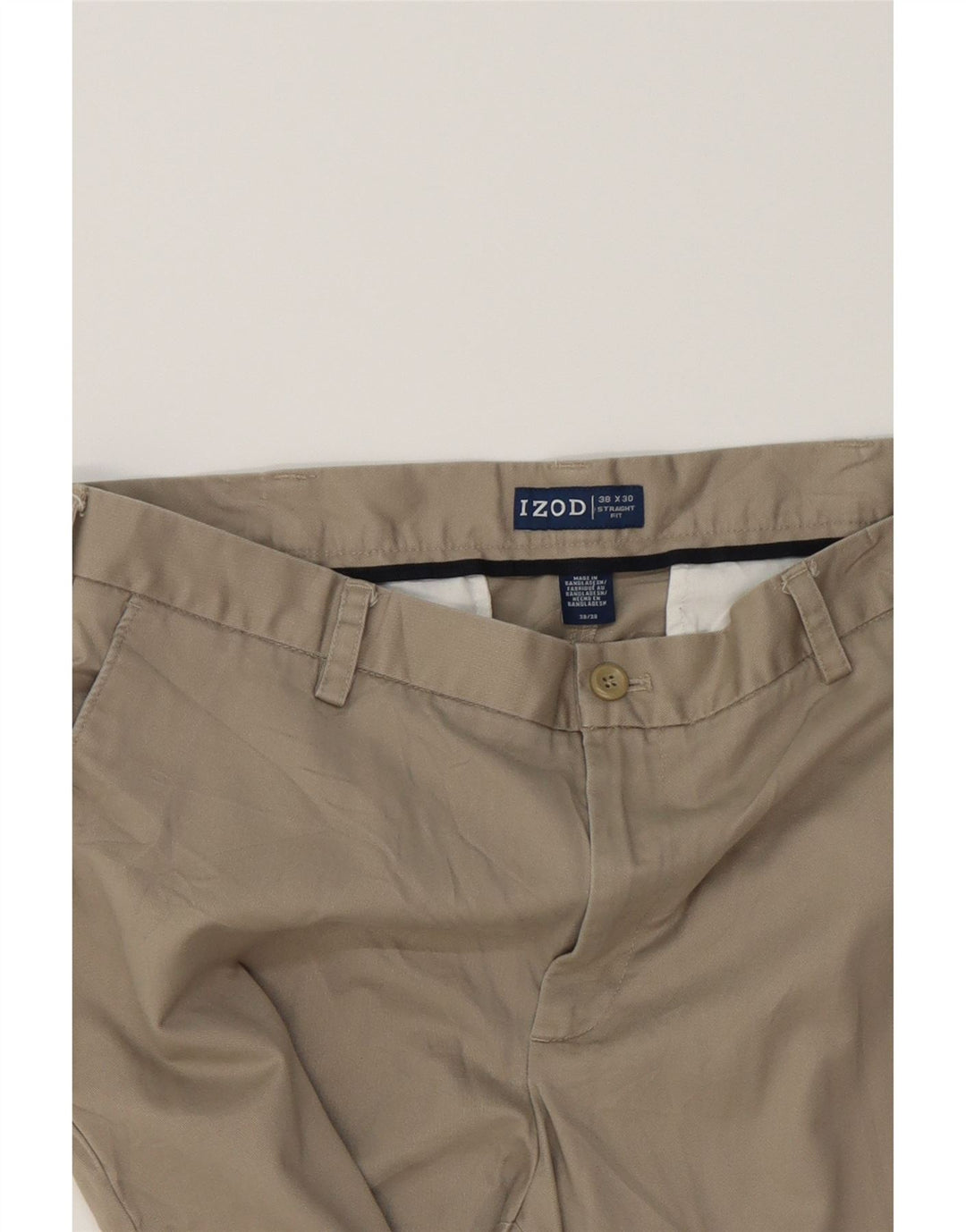 IZOD Mens Straight Casual Trousers W38 L30 Beige Cotton Vintage Izod and Second-Hand Izod from Messina Hembry 