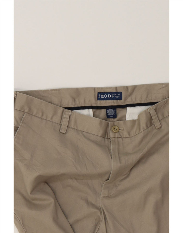 IZOD Mens Straight Casual Trousers W38 L30 Beige Cotton Vintage Izod and Second-Hand Izod from Messina Hembry 