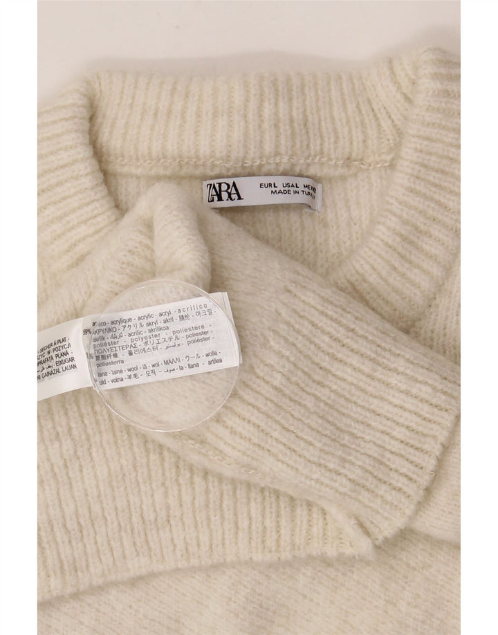 Suéter masculino ZARA com gola redonda, grande acrílico bege