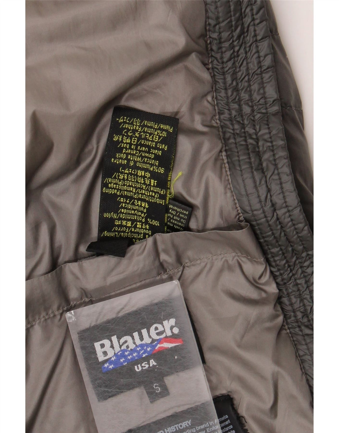 Jaqueta masculina acolchoada com capuz Blauer UK 36 nylon cinza pequeno