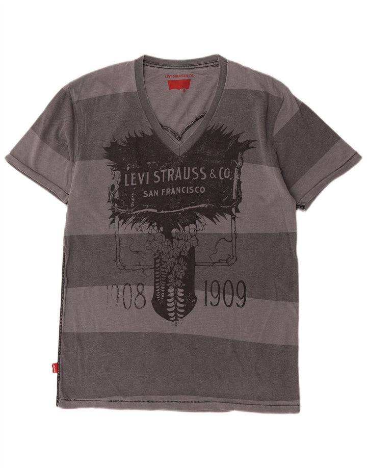 Camiseta gráfica masculina Levi's Top cinza médio listrado algodão