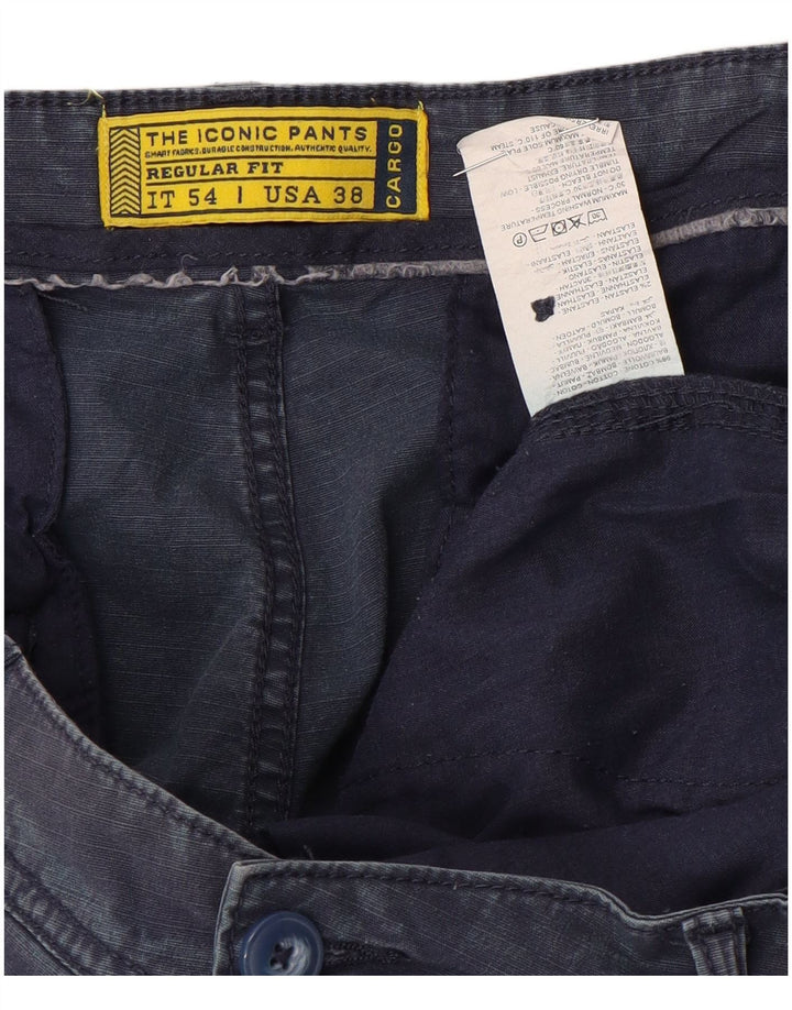 Shorts cargo masculino vintage regular W38 XL algodão azul marinho